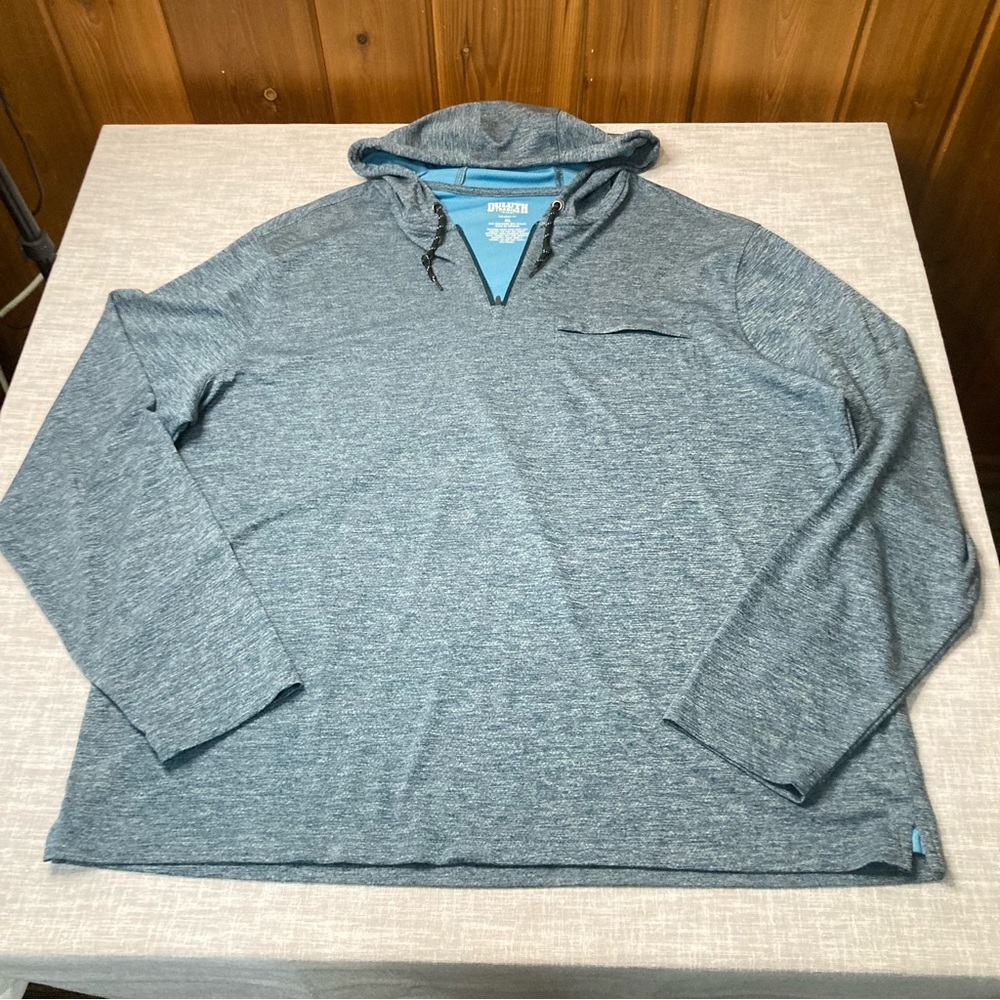 Duluth Trading Co. XL 1/4 Zip Hoodie Shirt Mens Lightweight Blue Activewear EUC - Picture 4 of 6